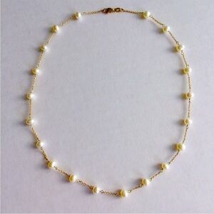 Vintage 10k Yellow Gold Natural White Pearls Beaded Necklace
